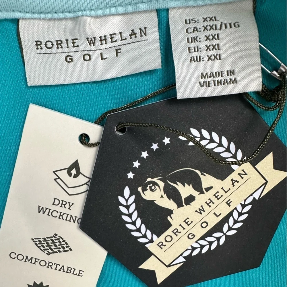 Rorie Whelan Golf Quarter Zip Long Sleeve UPF Pullover Dry Wicking Aqua Teal XXL